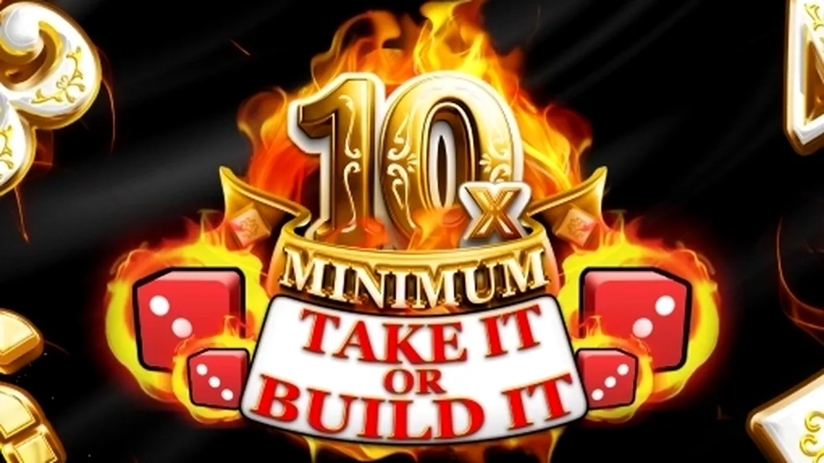 Interface do jogo 10x Minimum Take It or Build It em um dispositivo móvel