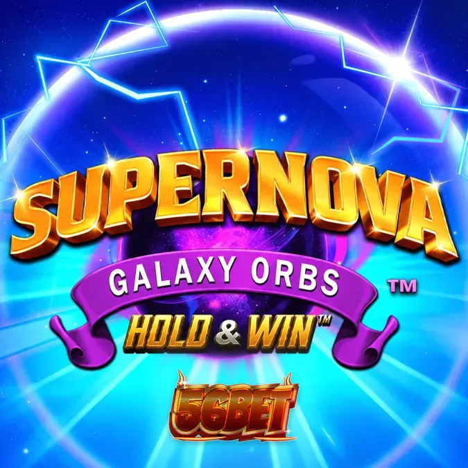 Captura de tela do jogo Supernova Galaxy Orbs, mostrando um grid de 5x4 com símbolos espaciais e orbes brilhantes.